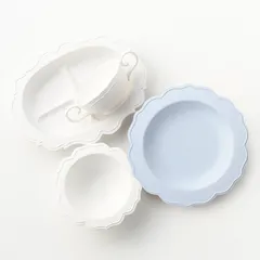 【ブルー】レアーレ Reale 100daysセット(キッズ食器セット ベビー食器セット 離乳食 手づかみ食べ 出産祝い すくいやすい セット)