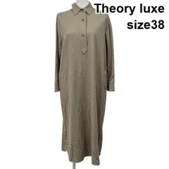 ■ セオリーリュクス Theory luxe ロングワンピース シャツワンピース 長袖 ベージュ 毛 ウール99％ 38 M 9号 レディース S5W270