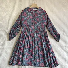 ZARA KIDS ヴィンテージ花柄ワンピース女の子　140cm 10歳くらい　長袖　ピンク　青グレー　ザラキッズ　ティアード
