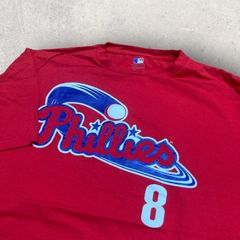 US古着 MLB 野球 メジャーリーグ フィラデルフィア フィリーズ Philles Victorino 8 Tシャツ L レッド