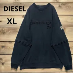 DIESEL ディーゼル  ビッグシルエット ゆるだぼ スウェット トレーナー 長袖 半袖 2way  刺繍 ブラック XL