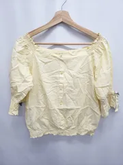 ◇ ⊂ BLUE LABEL CRESTBRIDGE Burberry BLUE LABEL オフショルダー 半袖 ブラウス サイズ36 イエロー レディース E  【1507010012973】