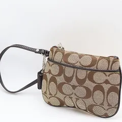 美品 コーチ 小物入れ コスメポーチ シグネチャー リストレット アクセサリーポーチ ストラップ付 ブラウン レディース 2000000 SGN NSK