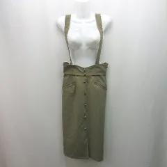 ◇ ◎ MAJESTIC LEGON サイドファスナー バックウエストゴム ロング ストレート スカート サイズM カーキ レディース E  【1309250022749】