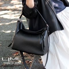 ショルダーバッグ レディース 本革 2way 斜め掛け シンプル レザー 肩掛け 日本製 LIME L2027 ブラック