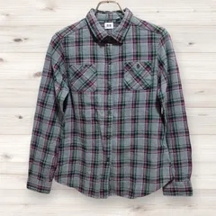 C1318 ユニクロ UNIQLO 長袖シャツ (M) チェック 総柄 綿/コットン レギュラーカラー