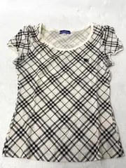 美品 BURBERRY BLUE LABEL バーバリー ブルーレーベル 半袖 トップス ノバチェック Tシャツ 白 レディース