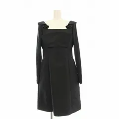 フォクシー FOXEY チューリップ ラッフルワンピース ひざ丈 長袖 38 黒