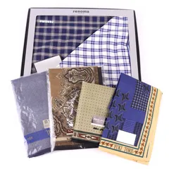 レノマ/ミスタージュンコ他 ハンカチ 5点セット 未使用 総柄 ブランド まとめて 大量 小物 メンズ renoma etc. 【中古】