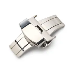 ☆ シルバー ☆ バックル20mm ☆ プッシュ式Ｄバックル 500lp23 腕時計ベルト 部品 プッシュ式 Ｄバックル 腕時計用バックル バックル 時計バンド 時計尾錠 時計バックル 腕時計 金具 革ベルト ステンレス 両開き 観音開き 高級