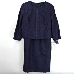 【未使用】[2点セット] TOKYO SOIR 東京ソワール レース ボンディング ジャケット ワンピース セットアップ フォーマル 9号 ネイビー レディース