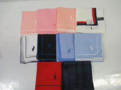 R060　POLORALPHLAUREN　ポロラルフローレン　ブランドハンカチ　ラルフローレン　１０枚セット　まとめ売り　まとめ　polo　ralphlauren　ポロ　ハンカチ　男子　メンズ　男女兼用　ユニセックス　中古