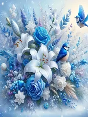 【在庫処分】(花) 30x40cm 全面貼り付けタイプ DIY手作り絵画 スクエアビーズ 5Dモザイクアート キット ダイヤモンドペインティング
