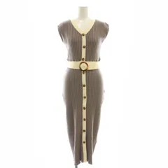 プロポーション ボディドレッシング PROPORTION BODY DRESSING 配色フロント釦ニットワンピース フレンチスリーブ ロング リブ PS チャコール オフホワイト /NR ■OS