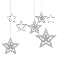 【特価商品】MrMrKura クリスマス 飾り 星型 星飾り 21個 透かし彫り キラキラ 吊り下げ装飾品 壁掛け クリスマスツリー オーナメント ペーパー ウォールデコ ガーランド 窓 玄関 パーティー デコレーション 誕生日 (シルバー)