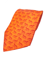 【未使用品】HERMES　エルメス　ネクタイ　ウマ　シルク　オレンジ  ☆正規品☆