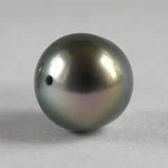 タヒチ ブラックパール ルース 約8～8.4mm 黒真珠 両穴 貫通 一個 1粒 ばら売り 手芸材料 素材 黒蝶 天然石【中古】【ネコポス配送】