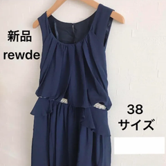 【定価 16,280円】新品 シフォン ノースリーブドレス  38 M ネイビー