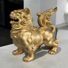 高岡銅器 金獅子 香炉 唐獅子 ゴールド 置物 美術品 縁起物 オブジェ 陶磁器 陶器 骨董品 アンティーク