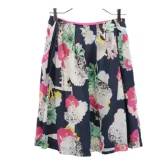 ポールスミス 花柄 ひざ丈 フレアスカート 38 ネイビー系 Paul Smith レディース 【中古】  【230710】