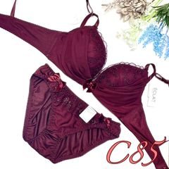 ハーフシフォンチュールレース♡ブラ＆ショーツセット♡C85/LL（909900）
