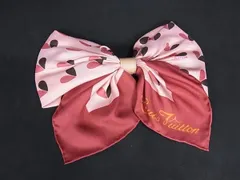 ■新品同様■ LOUIS VUITTON ルイヴィトン カレ ヌー ゼ－ブル 用 シルク100% リボンスカーフ レディース レッド系 FS2617