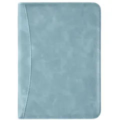 ☆ スカイブルー ☆ バインダー A5 メモ用紙付き 電卓付き pmybinda003 バインダー A5 メモ 電卓 穴 二つ折り ペンホルダー ポケット付き メモ用紙 メモ帳 バインダー ルーズリーフ クリップ ジッパー バッグ ビジネス 多機能 オフィス