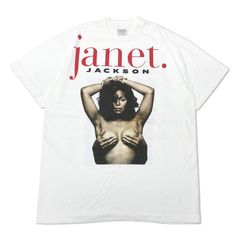 新品 Janet Jackson ジャネット・ジャクソン アーティスト Tシャツ 半袖 両面プリント サイズ：メンズ XL ホワイト【PI】