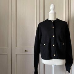 IENA パールボタン ミラノリブVネックカーディガン ブラック 黒 ニット