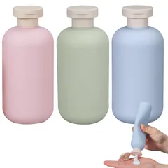 Alpha Depot トラベル ボトル シャンプーボトル 旅行 詰め替えボトル 携帯用 リンス トリートメント ボディソープ バックパッカー ジム用 銭湯 温泉 パステルカラー 3本セット (300ml  [300ml x 3個(ピンク,グリーン,ブルー)]