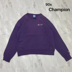 90s Champion sweat スウェット トレーナー メキシコ製 USA企画 刺繍ロゴ パープル サイズL 玉FL3958