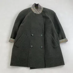 美品　BURBERRY　ウールコート　バーバリーズ リバーコート ノバチェック ダブルフェイス チャコールグレー　9　M・L相当