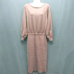 ◇ MOUSSY ニット シンプル カジュアル 丸襟 ウエストゴム 長袖 ロング丈 ワンピース サイズF ブラウン系 レディース E  【1304050032356】