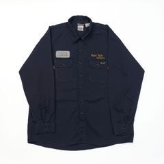 Workrite ワークライト 長袖 ワークシャツ 企業ロゴ ネイビー 90s 00s 2XLG B202507