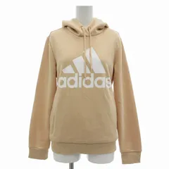 アディダス adidas タグ付き ラウンジウェア エッセンシャルズ ロゴ スウェット 裏フリース パーカー L ピンクベージュ /UO