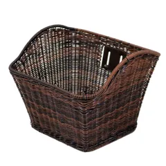 自転車 カゴ 前カゴ フロントバスケット 籐風ビニールバスケット ブラウン A  レトロなお洒落カゴ お買い物カゴ 網カゴ  沖縄・離島は配送不可