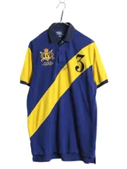 【お得なクーポン配布中!】 ポロ ラルフローレン 鹿の子 半袖 ポロシャツ メンズ L 古着 半袖シャツ ラガーシャツ タイプ コットン カットソー ツートン ナンバリング