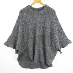 ダブルスタンダードクロージング ダブスタ DOUBLE STANDARD CLOTHING ブークレ ニット ポンチョ アシンメトリー アルパカ F グレー kz9695のサムネイル