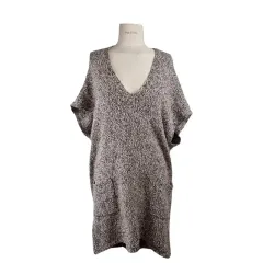 DESVISIO ベージュ 半袖 ニット ワンピース M ウール ブレンド