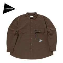 【新品】and wander アンドワンダー ライトダブルクロスシャツ 5745983073 ブラウン