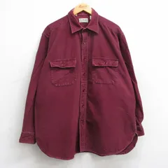 XL/古着 エルエルビーン LLBEAN 長袖 ヘビー フランネル シャツ メンズ 80s シャモアクロス 大きいサイズ コットン エンジ 25oct18 中古 ト
