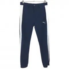 【超美品】プーマ ジョガーパンツ ネイビー×白 DRYCELL ウエスト一部ゴム ストレッチ メンズ S ゴルフウェア PUMA