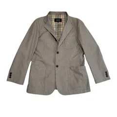 中古 バーバリーブラックレーベル BURBERRY BLACKLABEL コットン テーラードジャケット クリーニング済み 千鳥格子 茶 メンズ Mサイズ