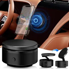 スマホホルダー車真空吸着式マグネット式スマホスタンド車MagSafe対応折りたたみ式強力吸着片手操作車載スマホホルダーiPhone/Android対応(ライトブラック)
