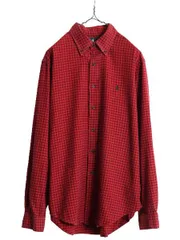 【お得なクーポン配布中!】 00s ラルフローレン チェック ボタンダウン フランネル シャツ メンズ L / 古着 00年代 オールド ポロ 長袖シャツ ネルシャツ ワンポイント