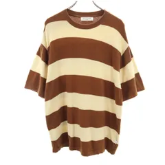 GELATO PIQUE HOMME ジェラートピケオム ボーダー柄 5分袖 ルームウェア L ブラウン プルオーバー メンズ 古着のサムネイル
