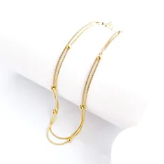 2連スネークチェーン × ボールモチーフ アンクレット サージカルステンレス 【stb35】