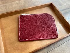 【姫路レザー】かわいいシンプルなＬ字ファスナーウォレット【シボ型押し】
