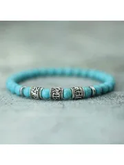 ジュエリー メンズ ブレスレット ビンテージメンズブレスレット ビーズ オームマニパッメフン マントラブレスレット ヴァイキングジュエリーアクセサリー 天然ラヴァ タイガーアイストーン ブレスレット