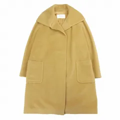 マックスマーラ MAX MARA 白タグ ラムウール × カシミヤ ロング コート イタリアンカラー スタンドカラー ボタンレス 羽織 ブルゾン ジャンパー 上着 アウター JI42 キャメル ブラウン 茶 レディース ■W59